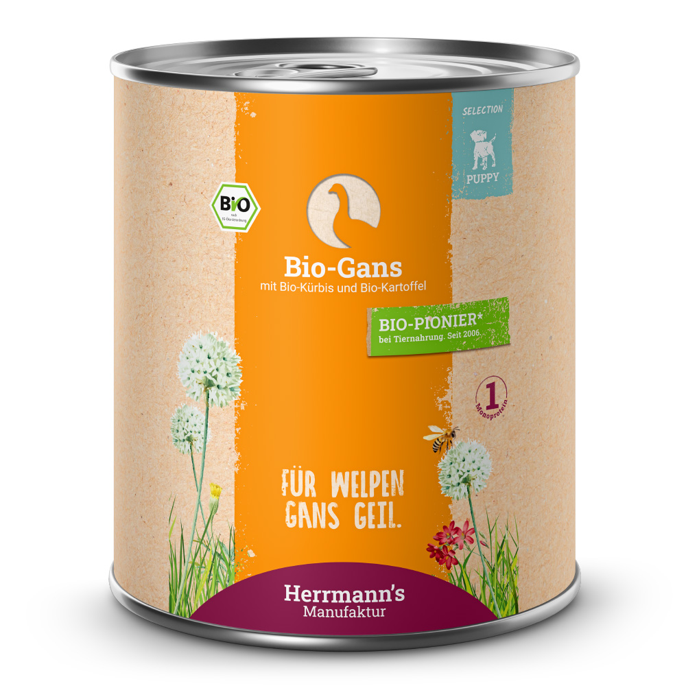 Herrmann's | Bio Gans mit Kürbis & Kartoffel | Selection Puppy | 24 x 800 g von Herrmanns