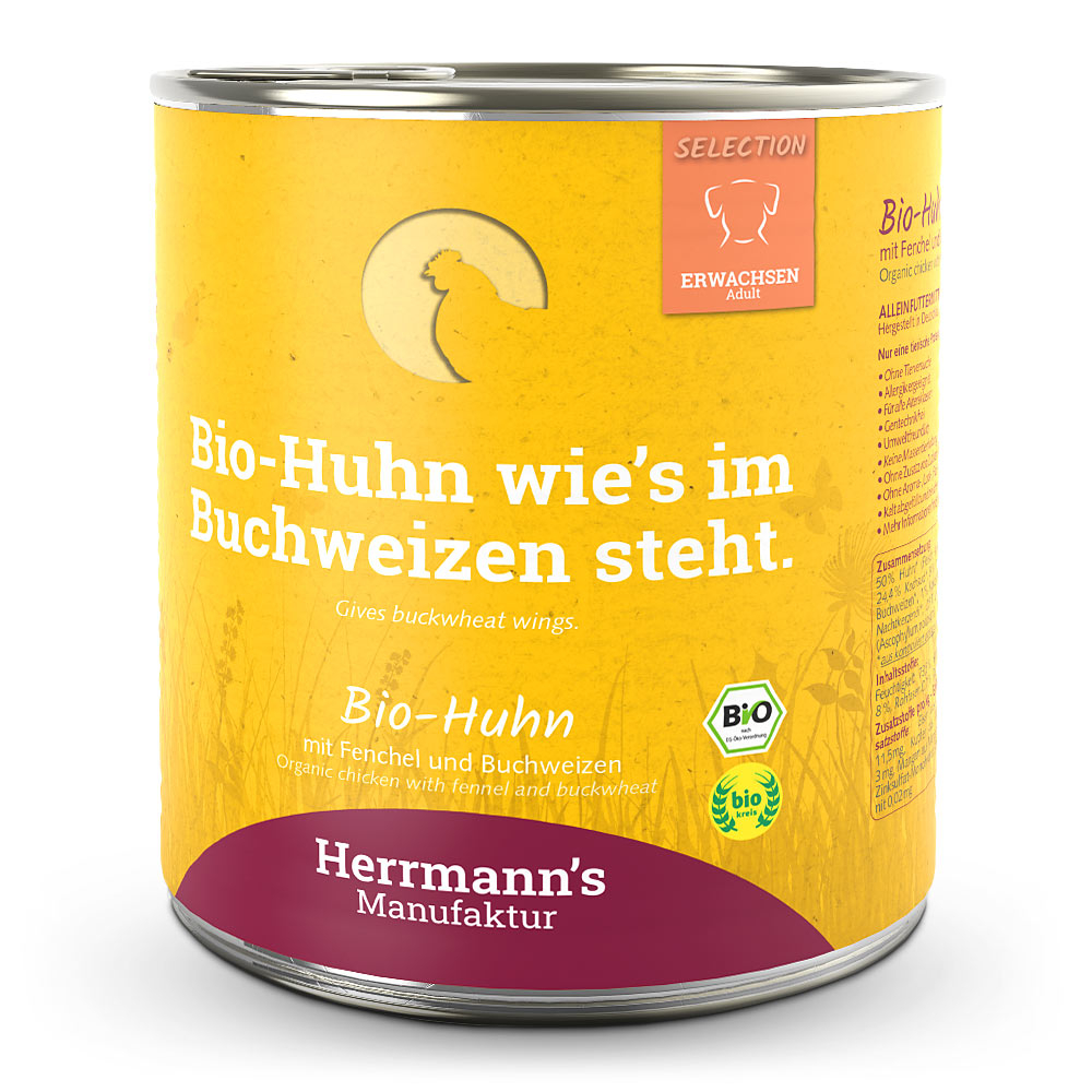 Herrmann's | Bio Huhn mit Fenchel & Buchweizen | Selection Adult | 12 x 800 g von Herrmanns