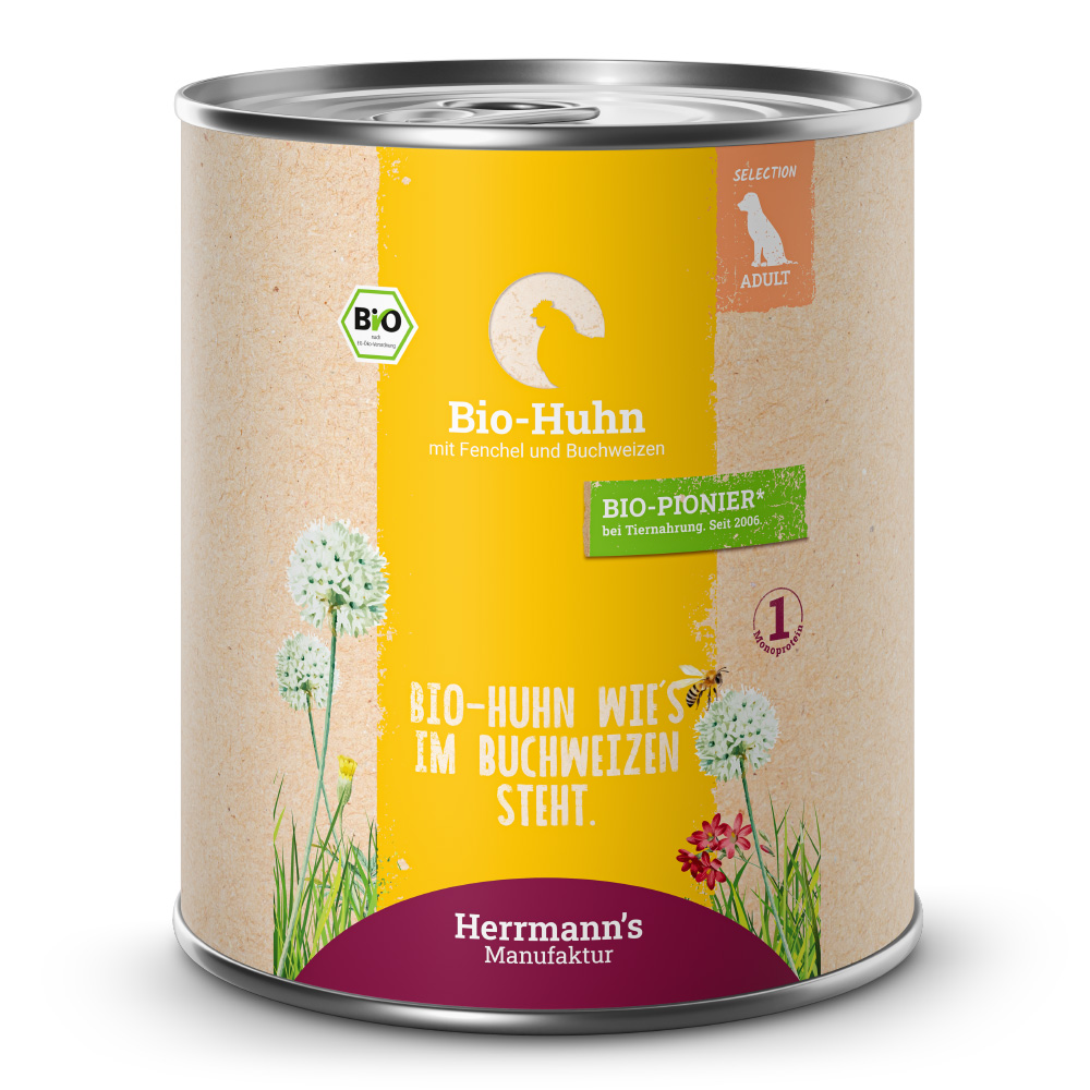 Herrmann's | Bio Huhn mit Fenchel & Buchweizen | Selection Adult | 24 x 800 g von Herrmanns