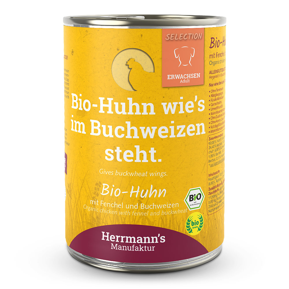 Herrmann's | Bio Huhn mit Fenchel & Buchweizen | Selection Adult | 48 x 400 g von Herrmanns