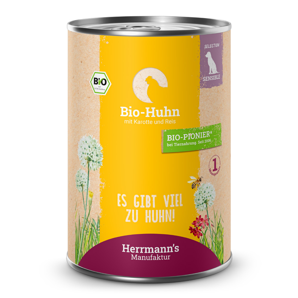 Herrmann's | Bio Huhn mit Karotte & Reis | Selection Sensible | 24 x 400 g von Herrmanns