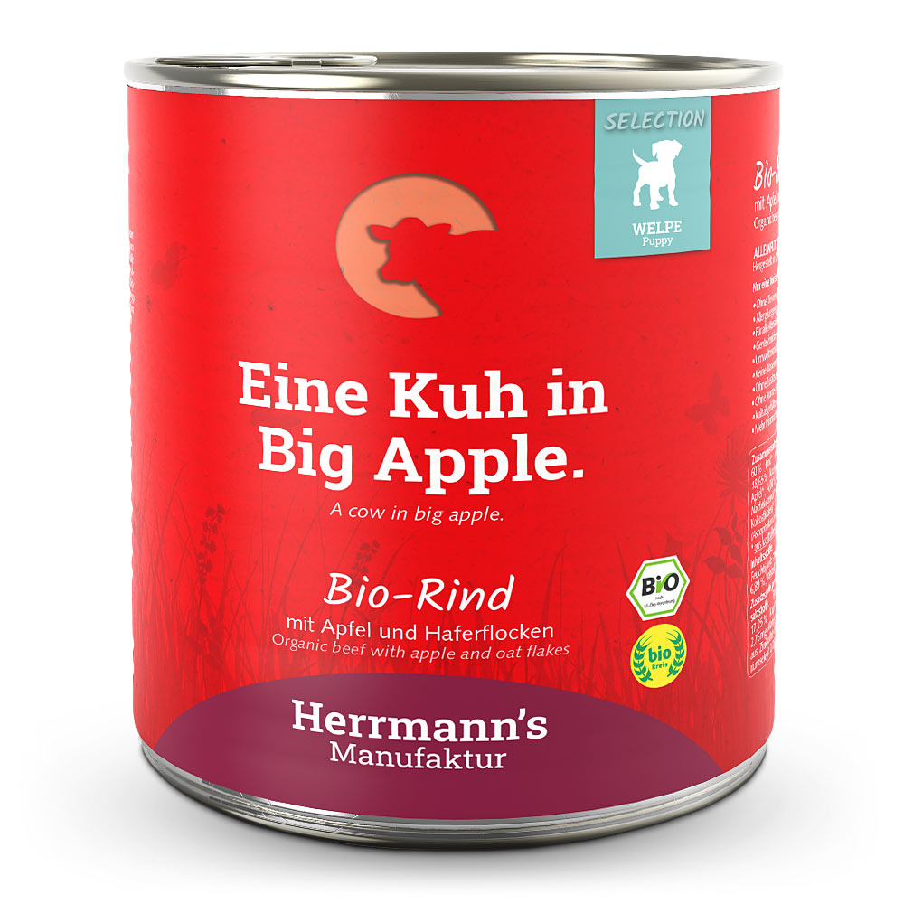 Herrmann's | Bio Rind mit Apfel & Haferflocken | Selection Puppy | 12 x 800 g von Herrmanns