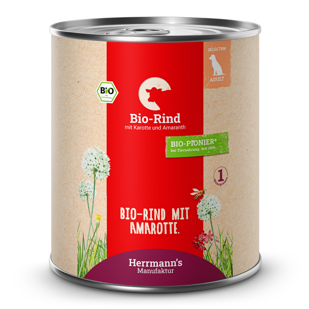 Herrmann's | Bio Rind mit Karotten & Amaranth | Selection Adult | 24 x 800 g von Herrmanns