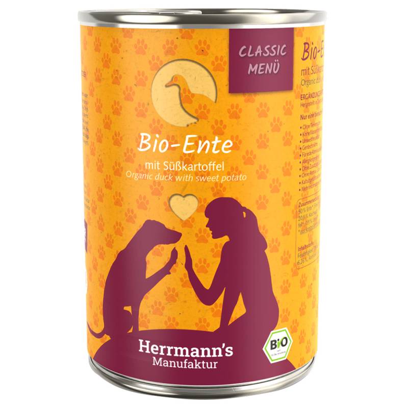 Herrmann's Classic Bio-Menü 6 x 400 g - Bio-Ente mit Bio-Süßkartoffeln von Herrmanns