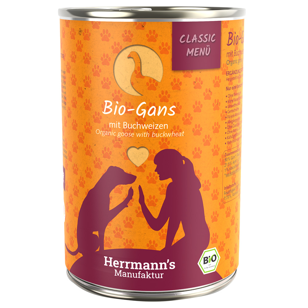 Herrmann's Classic Bio-Menü 6 x 400 g - Bio-Gans mit Bio-Buchweizen von Herrmanns