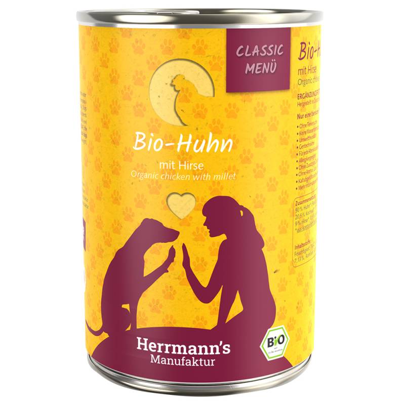 Herrmann's Classic Bio-Menü 6 x 400 g - Bio-Huhn mit Bio-Hirse von Herrmanns