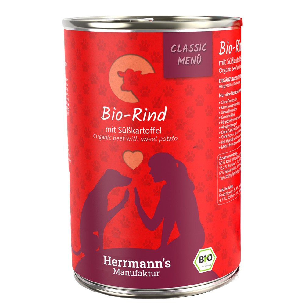 Herrmann's Classic Bio-Menü 6 x 400 g - Bio-Rind mit Bio-Süßkartoffeln von Herrmanns