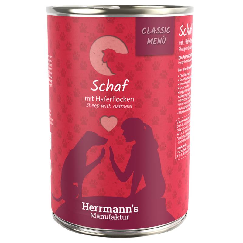 Herrmann's Classic Bio-Menü 6 x 400 g - Schaf mit Bio-Haferflocken von Herrmanns