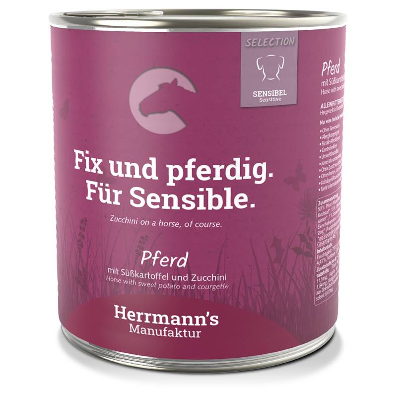 Herrmann´s Bio-Menü Sensitive 6 x 800 g - Pferd mit Bio-Süßkartoffel und Bio-Zucchini von Herrmanns