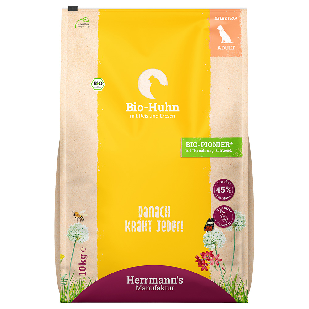Herrmanns Bio-Huhn mit Reis & Erbsen - Sparpaket: 2 x 10 kg von Herrmanns