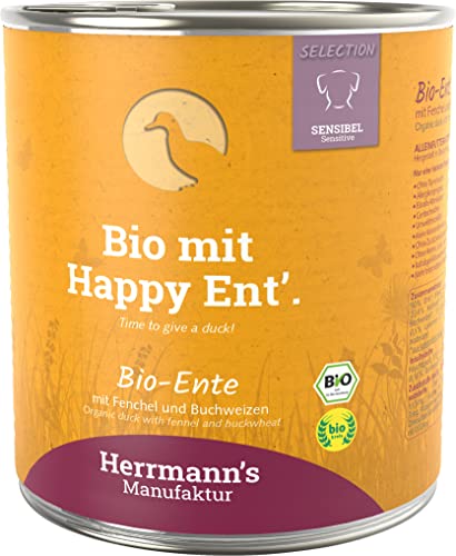 Herrmanns Dose Sensibel Bio-Ente Fenchel, Apfel und Buchweizen, 6er Pack (6 x 800 g) von Herrmanns