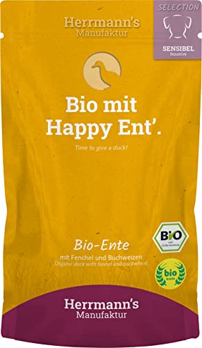 Herrmanns Pouch Sensibel Bio-Ente Fenchel, Apfel und Buchweizen, 15er Pack (15 x 150 g) von Herrmanns