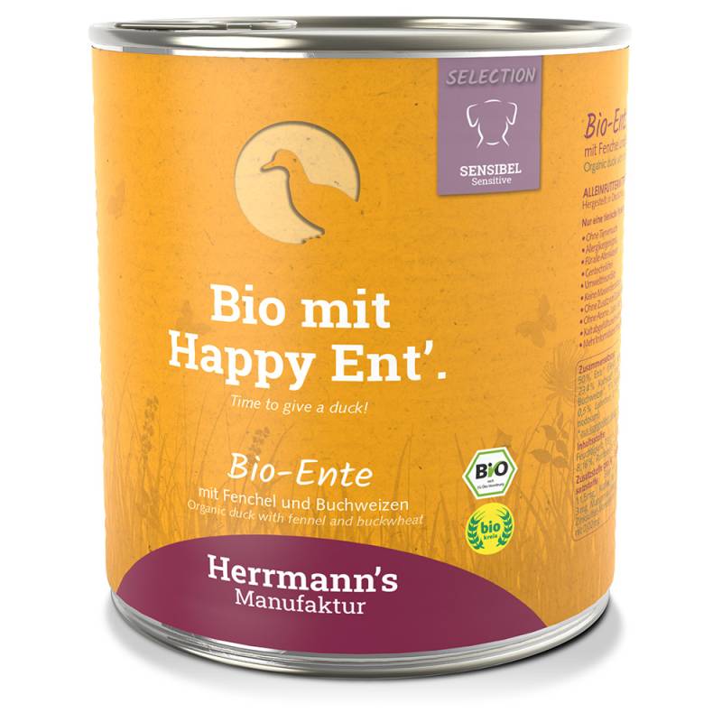 Sparpaket Herrmann´s Bio-Menü Sensitive 12 x 800 g - Bio-Ente mit Bio-Fenchel und Bio-Buchweizen von Herrmanns