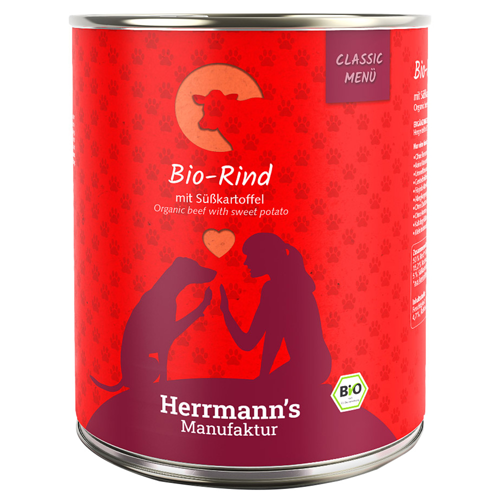 Sparpaket Herrmann's Classic Bio-Menü 24 x 800 g - Bio-Rind mit Bio-Süßkartoffeln von Herrmanns