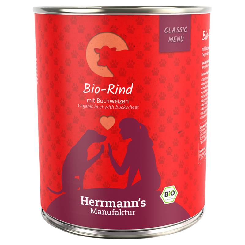 Sparpaket Herrmann's Classic Bio-Menü 24 x 800 g - Bio-Rind mit Bio-Buchweizen von Herrmanns