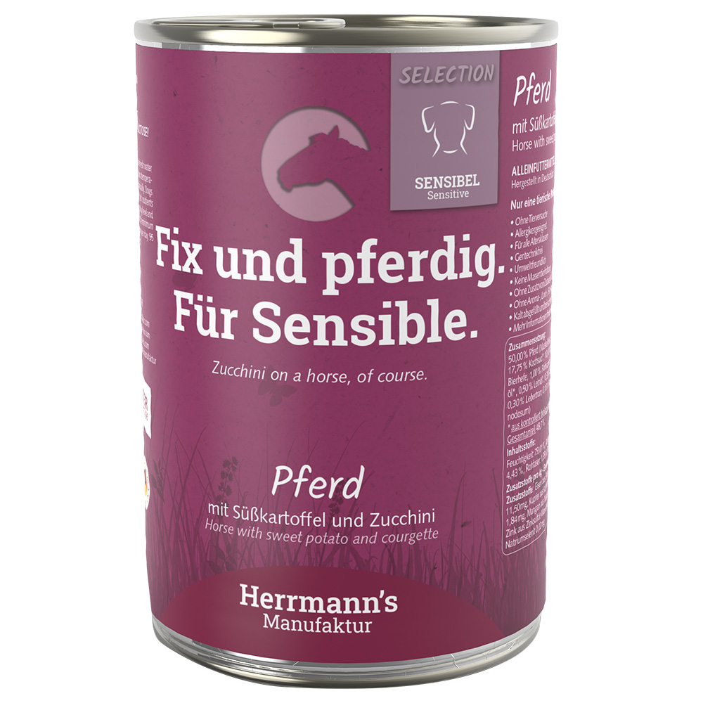 Sparpaket Herrmann's Selection Sensible 24 x 400 g - Pferd mit Bio-Süßkartoffel & Bio-Zucchini von Herrmanns