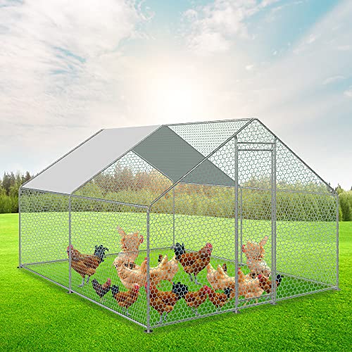 Herrselsam Hühnerstall Käfige Kleintierstall, 3x4x2m XXL Hühnerhaus Freilaufgehege mit Sicherheitsschloss und Wasserdichtes PE-Farbtuch, ideal für Hühner und Weitere Kleintiere von Herrselsam