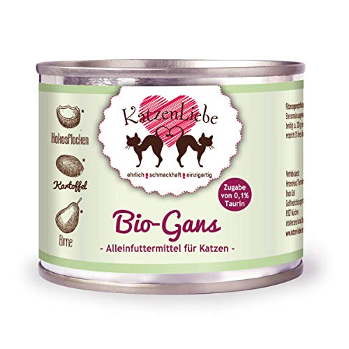 Herzens-Hund Katzenliebe Bio-Gans | 12 x 200g Katzenfutter nass von Herzens-Hund