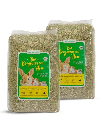 Heu-Heinrich® Bio-Bergwiesenheu aus dem Naturpark Thüringer Wald - Streu und Futter für Nager, Kaninchen, Meerschweinchen, Hamster, Hasen (2 x 4kg) von Heu-Heinrich