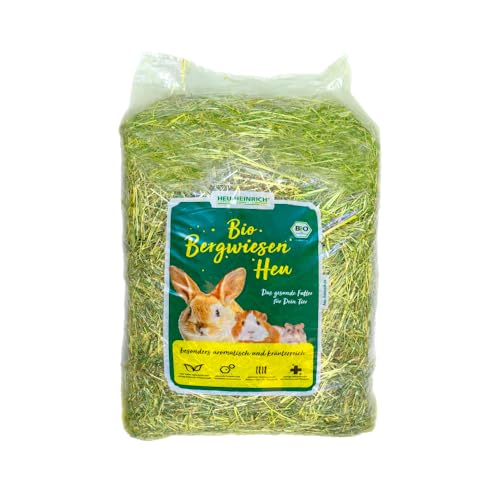 Heu-Heinrich® Bio-Bergwiesenheu aus dem Naturpark Thüringer Wald - Streu und Futter für Nager, Kaninchen, Meerschweinchen, Hamster, Hasen (4kg) von Heu-Heinrich