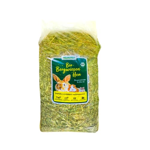 Heu-Heinrich® Bio-Bergwiesenheu aus dem Naturpark Thüringer Wald - Streu und Futter für Nager, Kaninchen, Meerschweinchen, Hamster, Hasen (8kg) von Heu-Heinrich