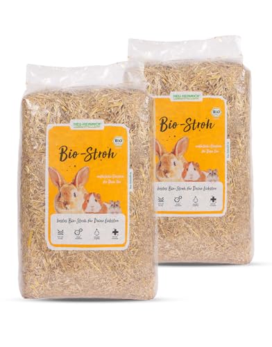 Heu-Heinrich® Bio-Stroh aus dem Naturpark Thüringer Wald - Einstreu für Stall oder Gehege - für Nager, Kaninchen, Meerschweinchen, Hamster, Mäuse, Schildkröten und andere Kleintiere (2 x 4kg) von Heu-Heinrich