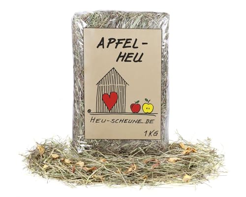 Apfelheu der Heu Scheune® I 1kg Tüte I naturreines Heu mit getrockneten Äpfeln I für Kaninchen, Meerscheinchen, Nager, Pferde und Co. von Heu-Scheune.de