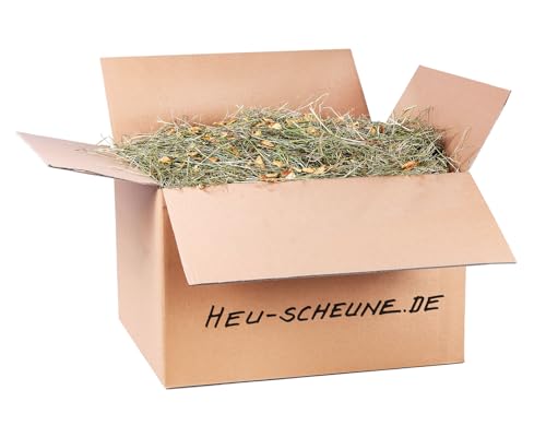 Apfelheu der Heu Scheune® I 10kg im Karton I naturreines Heu mit getrockneten Äpfeln I für Kaninchen, Meerscheinchen, Nager, Pferde und Co. von Heu-Scheune.de