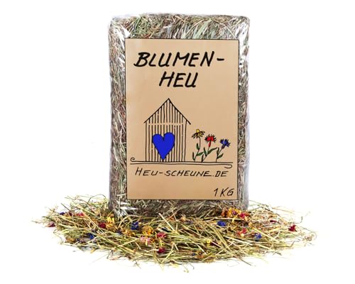 Blumenheu der Heu Scheune® I 1kg Tüte I naturreines Heu mit Blüten I für Kaninchen, Meerscheinchen, Nager, Pferde und Co. von Heu-Scheune.de