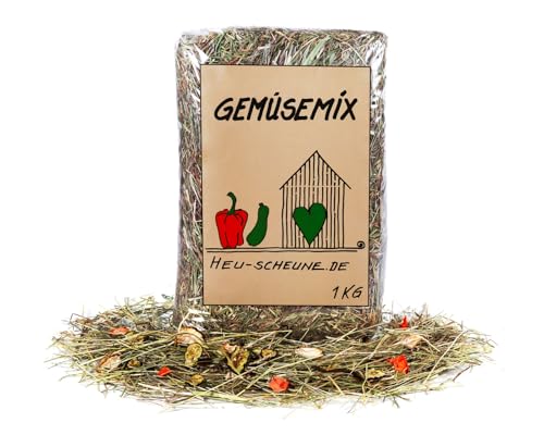 Gemüsemix der Heu Scheune® I 1kg Tüte I naturreines Heu mit Gemüse I für Kaninchen, Meerscheinchen, Nager, Pferde und Co. von Heu-Scheune.de