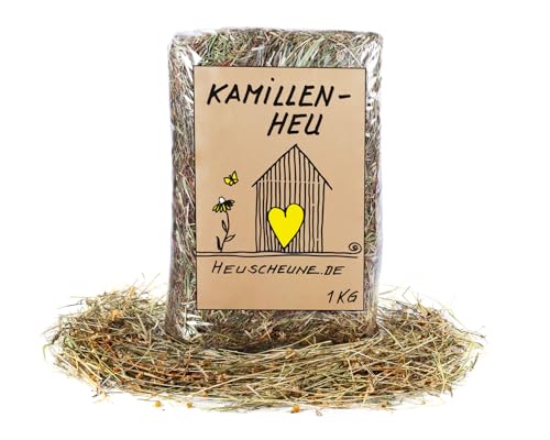 Kamillenheu der Heu Scheune® I 1kg Tüte I naturreines Heu mit Kamillenblüten I für Kaninchen, Meerscheinchen, Nager, Pferde und Co. von Heu-Scheune.de