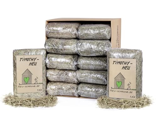 Timothyheu der Heu Scheune® I 12x 1kg Tüte I feste Halme, rohfaserreich I für Kaninchen, Meerscheinchen, Nager, Pferde und Co. von Heu-Scheune.de