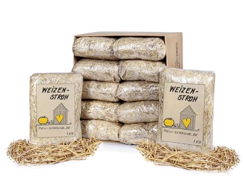 Weizenstroh der Heu Scheune® I 12x 1kg Türe I Einstreu für Kaninchen, Meerschweinchen, Nager, Pferde und Co. von Heu-Scheune.de