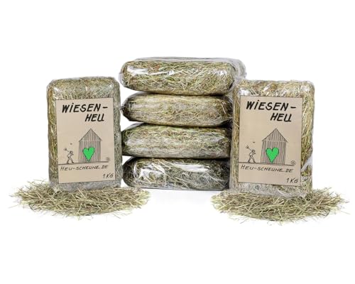 Wiesenheu der Heu Scheune ® I 6X 1kg Tüte I 1. Schnitt I rohfaserreich für Kaninchen, Meerschweinchen, Nager, Pferde und Co. von Heu-Scheune.de