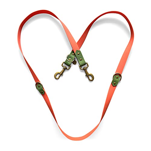 Hey Lana Biothane Hundeleine Führungsleine, Made in Germany, 2 Karabiner & 3-Fach verstellbar, Hund Führleine Leine, Zugleine Hundelaufleine Trainingsleine Handsfree (S, orange/grün, 230 x 1,5 cm) von Hey Lana