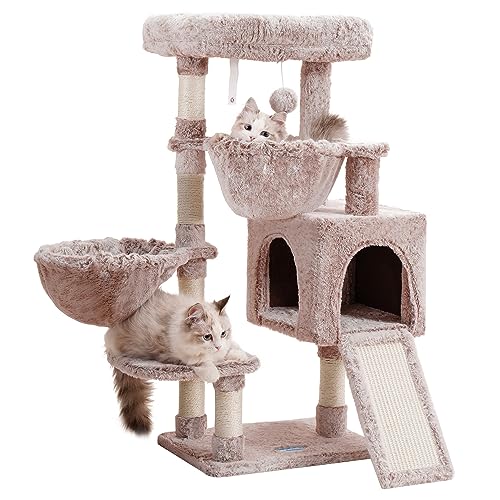 Hey-brother Katzenbaum, Katzenturm für Indoor-Katzen, Katzenhaus mit großem gepolstertem Bett, gemütliche Höhle, Hängematten, Sisal-Kratzbäume, großer Kratzbaum, Muchroom MPJ006SMU von Hey-brother