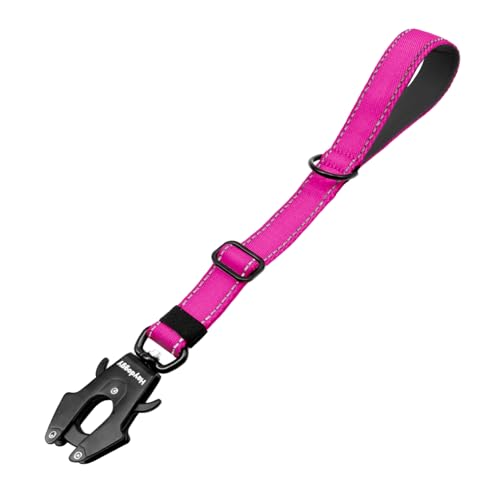 Robuste, strapazierfähige Hundeleine, verstellbar, kurz, 38,1 cm - 45,7 cm, reflektierendes Nylon, Trainingsleine mit gepolstertem Griff und Frosch-Clip, Verkehrskontrolle für große und mittelgroße von Heydoggy