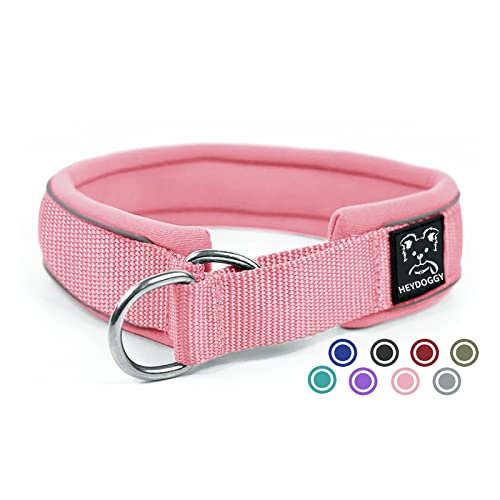 Weich Neopren Gepolstert Hundehalsband (4cm Breite) Reflektierend Hund Halsband mit Robust Nylon & Zugstopp, Bequem Zughalsband Dressurhalsband für Kleine Mittlere Große Hunde Anti-Zug Walken M,Rosa von Heydoggy