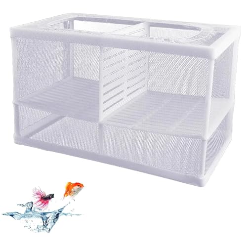 Hezhou Aquarium Ablaichkasten Fisch Isolation Zuchttank Aufzuchtbecken Aquarium Isolation Netz Laichkasten für Aquarium mit Saugnäpfe für Alle Arten Aquarien (26 * 15 * 15 cm) von Hezhou