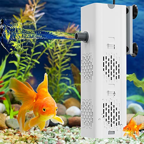 HezsCam Aquarium Pumpe mit Filter 4 in 1, Aquarium Internal Filter 500L/H Einstellbarer Aquarium innenfilter 6W für 30L-150L Aquarium Becken von HezsCam