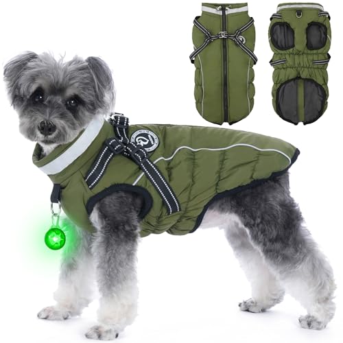 HezzLuv Hundemantel Winter, Hundemantel Wasserdicht, Warme Hundejacke mit Geschirr von HezzLuv