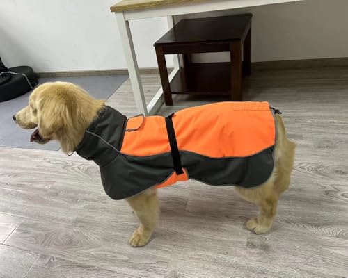 HezzLuv wasserdichte Hundejacke mit Reflektierenden Streifen, Winddichte Winterjacke mit Weichem Fleecefutter, Verstellbarem Sitz und Geschirrloch für Kleine bis Große von HezzLuv