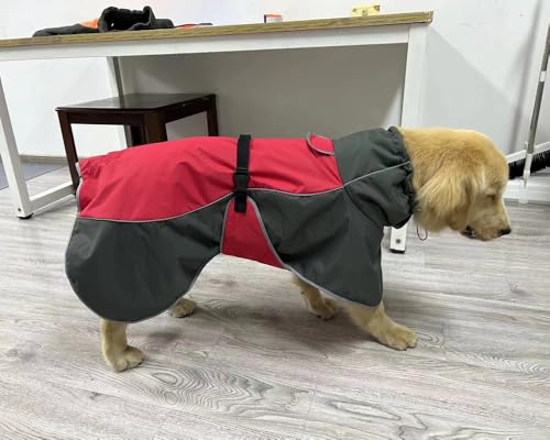 HezzLuv wasserdichte Hundejacke mit Reflektierenden Streifen, Winddichte Winterjacke mit Weichem Fleecefutter, Verstellbarem Sitz und Geschirrloch für Kleine bis Große von HezzLuv