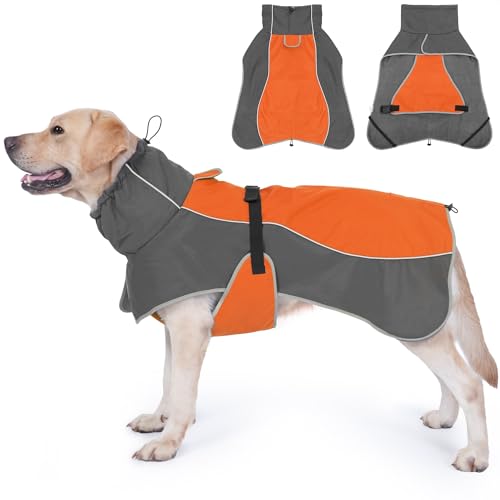 HezzLuv Wasserdicht Hundejacke, Reflektierend Winddicht Hundemantel, Warme Wintermantel mit Weichem Fleecefutter für Kleine bis Große Hunde Haustier Outdoor Camping und Wandern bei Kaltes Wetter von HezzLuv