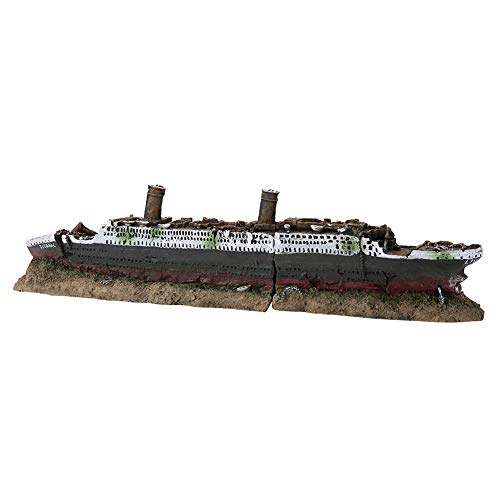 Hffheer Aquarium Wrack Dekorationen Harz Titanic Lost Wrecked Boat Schiff versunkene Schiff Dekorationen Aquarium Landschaftsbau Dekoration Aquarium Ornament von Pssopp