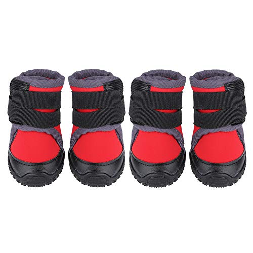 Hffheer Hundestiefel wasserdichte Outdoor Hundestiefel Robuste Anti Rutsch Pfotenschoner Allwetter Komfortable verstellbare Pet Shpes für das Jagen zu Fuß(90-Rot) von Pssopp