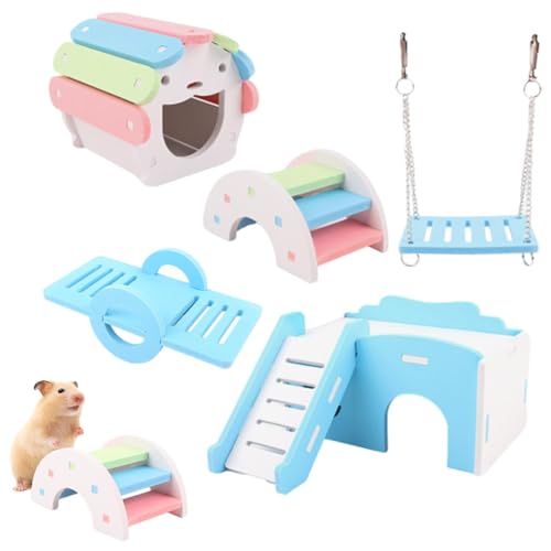 HgbfMij Chinchilla-Spielzeug, Spielzeug für Hamster - Interaktives Hamsterspielzeug mit Leiterplattformen - Lustiges und farbenfrohes Kleintier-Kletterspielzeug, Hamster-Spielplattformen, für von HgbfMij