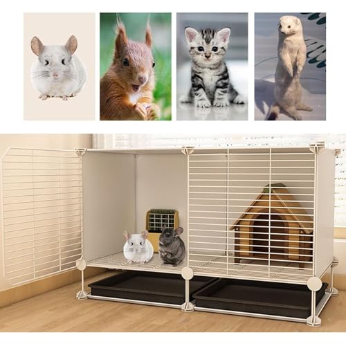 kaninchenställe Chinchilla-Käfig,Haustier-Kaninchenstall,Kleintierkäfig – Frettchenkäfig,Tragbares Metalldraht-Hofzaun-Tablett-Design for Kleine Tiere Meerschweinchen Hasen Chinchillas(Color:C2) von HhYyLr