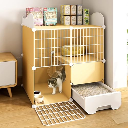 kaninchenställe Katzenkäfig For Den Innenbereich, Kaninchenställe, Haustier-Laufstall, Großer 2-stöckiger DIY-Katzenkäfig,Zaunkäfig Mit Tür Und Geschlossener Katzentoilette, Verwendung For Kätzchen Ha von HhYyLr