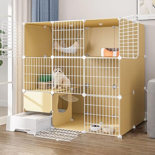 kaninchenställe Katzenlaufstall,Kaninchenstall For Haustiere,Lebensraum For Kleintiere,Großes 3-stöckiges Laufstall Mit Tür Und Geschlossener Katzentoilette,Verwendung For Kätzchen,Hasen, Chinchillas( von HhYyLr